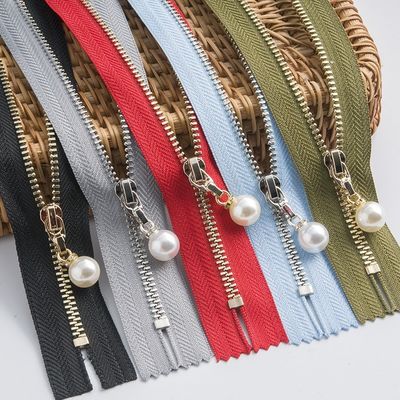 Cerniera in ottone metallica con slider perle # 5