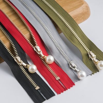 Cerniera in ottone metallica con slider perle # 5